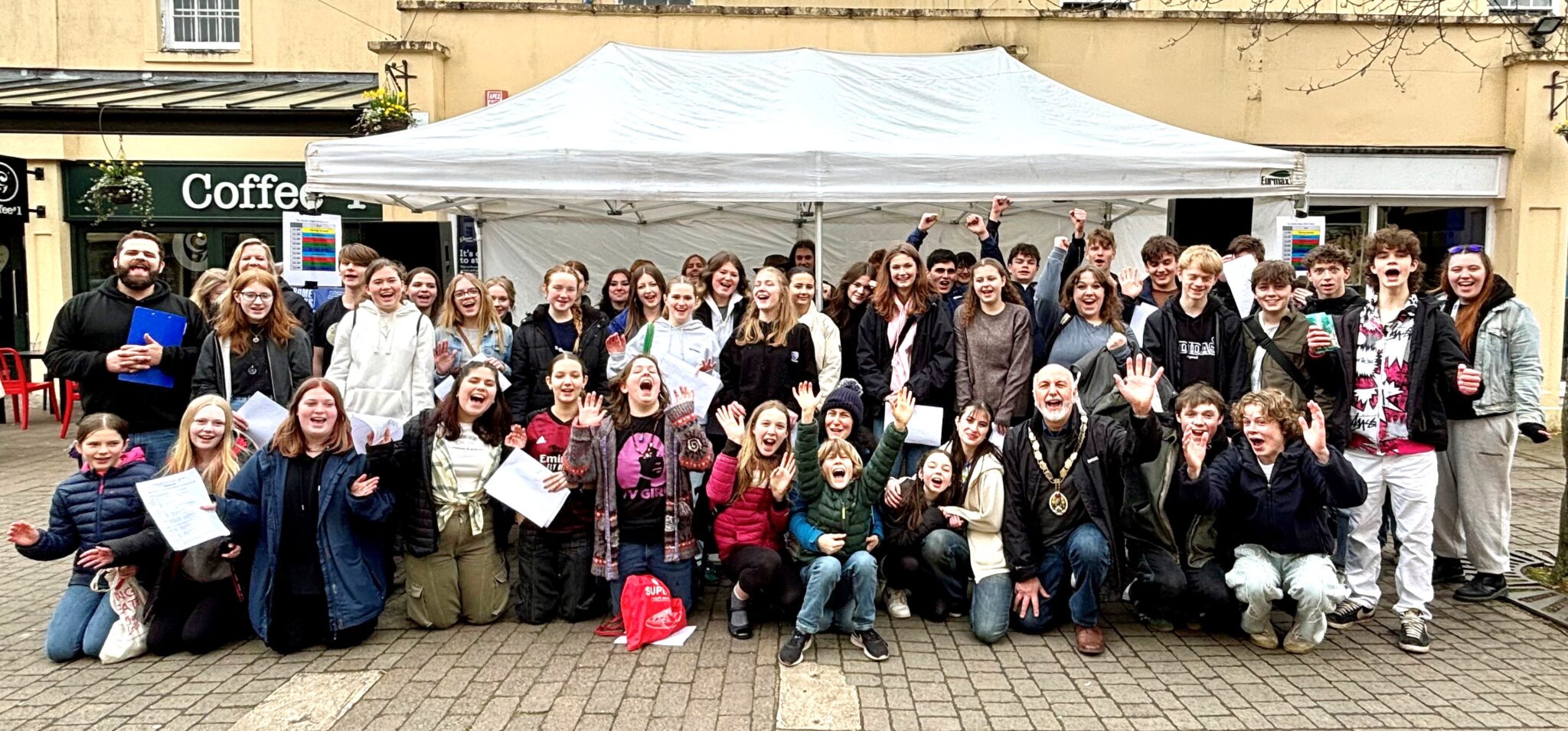 Frome Busks students and Mayor Philip Campagna from Frome Busks 2024